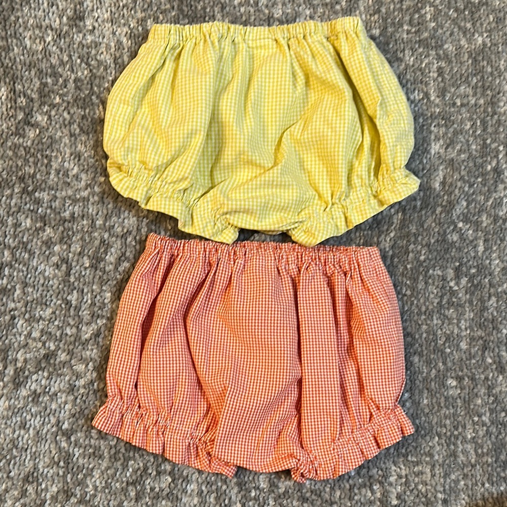 EEUC Yellow and Orange Gingham ruffle Bloomer shorts size 18mo - Picture 2 of 2